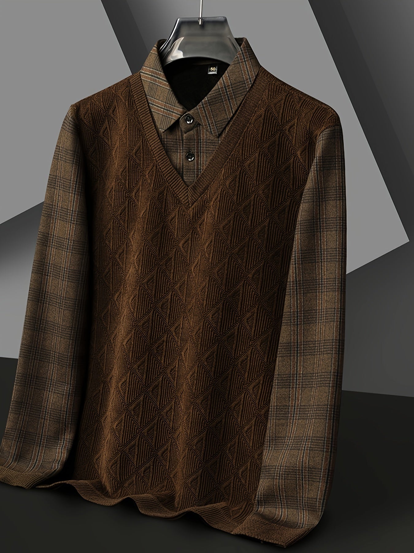 Men’s Layered Look V-Neck Knit Sweater