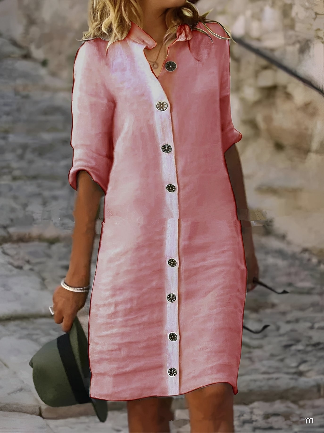 Robe chemise boutonnée à col pour femme