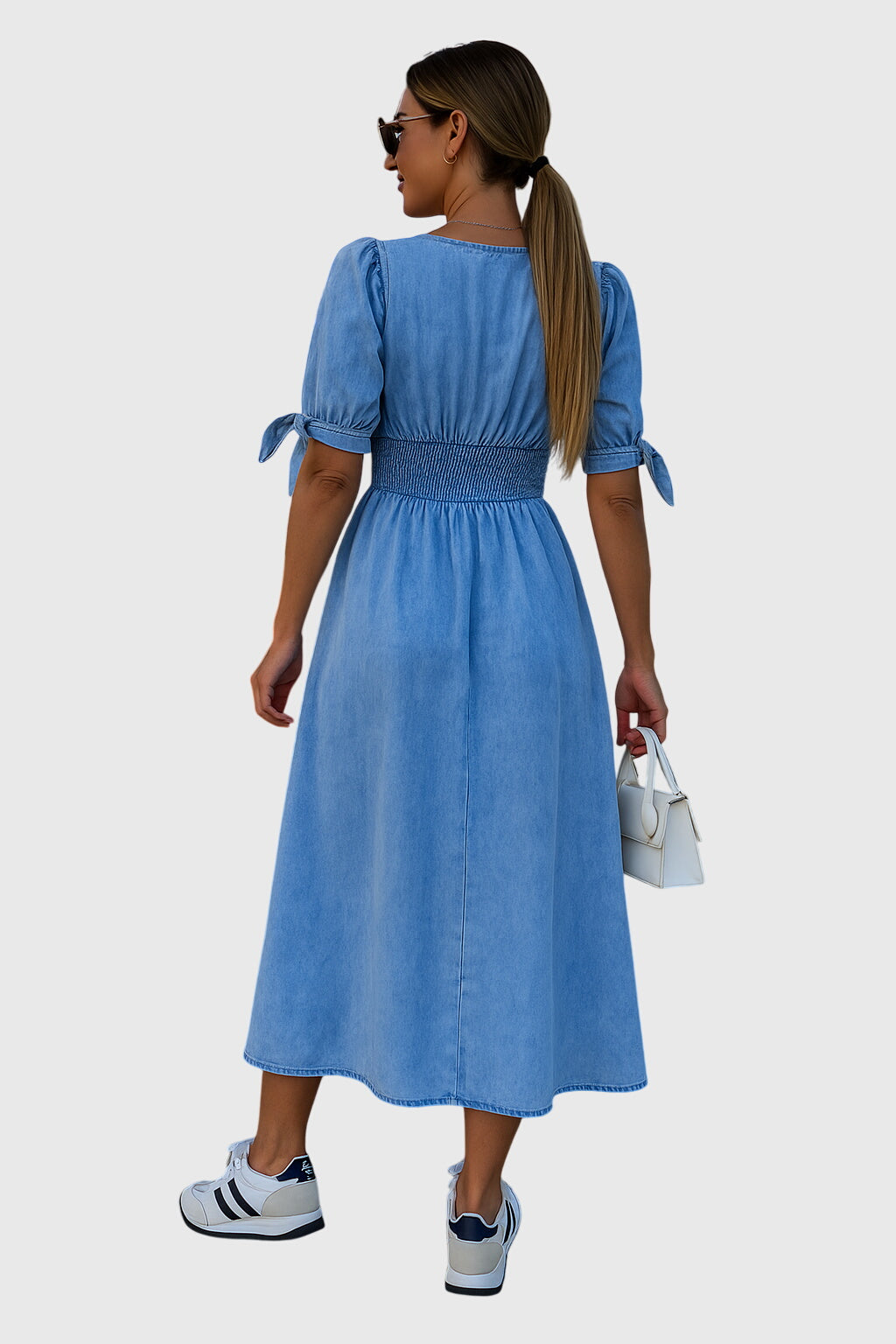 Vestido midi vaquero de mujer con botones delanteros
