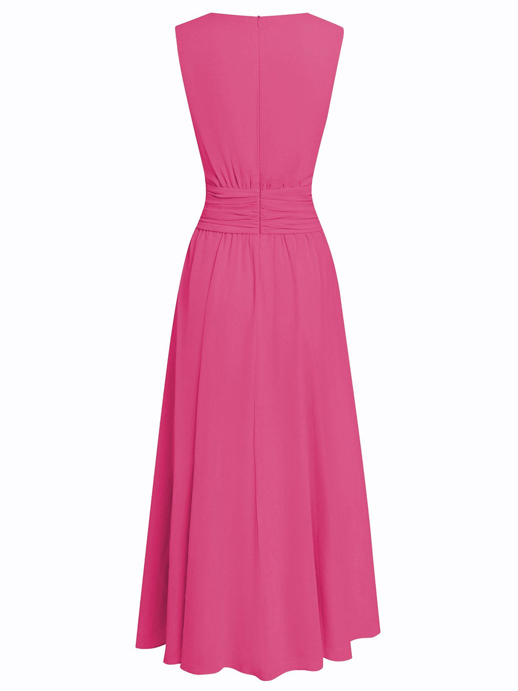 Ärmelloses Chiffon-Maxikleid für Damen mit geraffter Taille und fließendem Saum