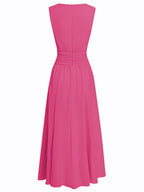 Ärmelloses Chiffon-Maxikleid für Damen mit geraffter Taille und fließendem Saum