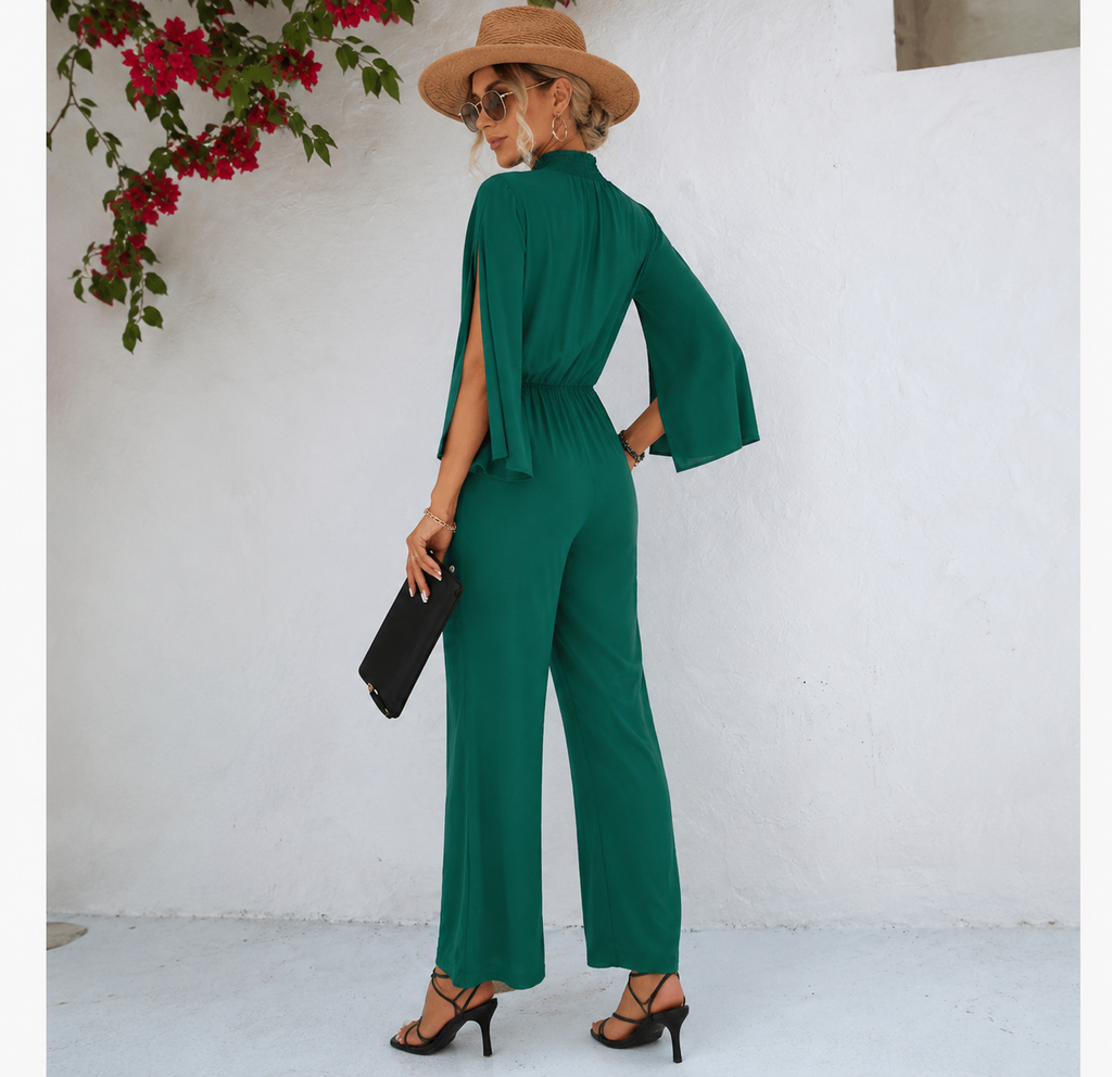 Jumpsuit för kvinnor med capärm och vida ben