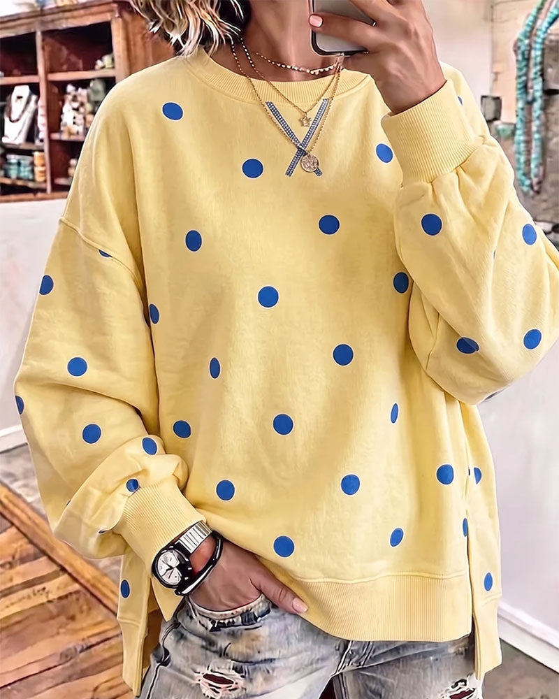 Oversized sweatshirt til kvinder med prikker