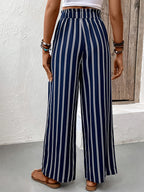 Women’s Striped Wide-Leg Trousers with Relaxed Flowing Fit