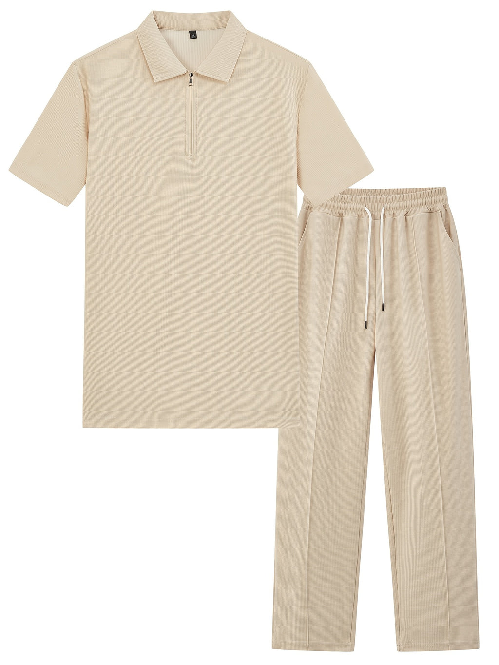 Men's Textured Half-Zip Polo & Trousers Set