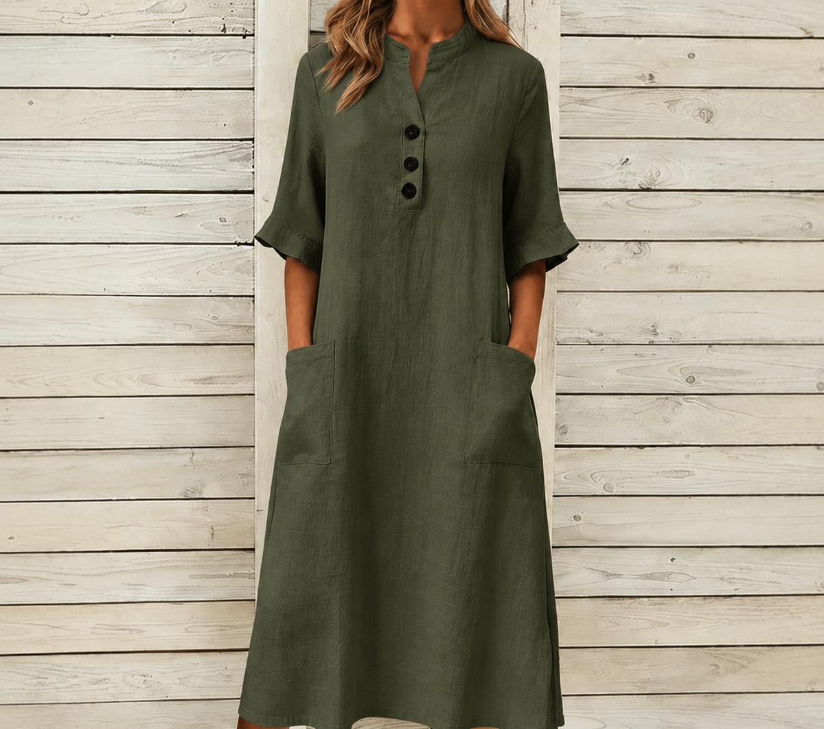 Women’s Button Pocket Midi Dress