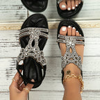 Damen-Slingback-Sandalen mit Strassverzierung, offenem Zehenbereich, elastischem Fersenriemen und gepolsterter Komfortsohle