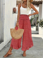Women's Smocked Waist Wide Leg Trousers