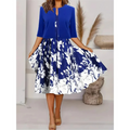 Damen-Midikleid mit floralem Patchwork-Rock und strukturiertem Oberteil