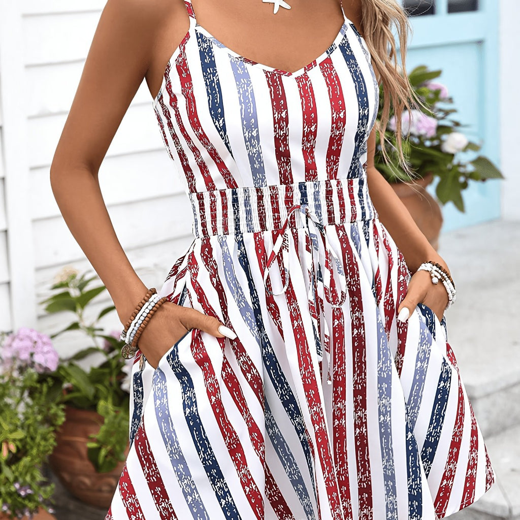 Women's Vintage Stripe Flared Mini Dress