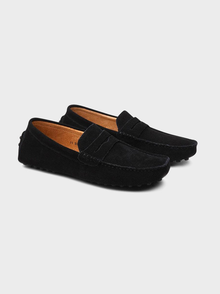 Herren Klassische Wildleder Penny Loafers mit handgefertigter Mokassinnaht und flexiblem Fahrsohle