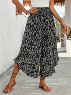 Women's Smocked Waist Wide Leg Trousers