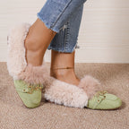 Mules chaussons pour femme bordés de fausse fourrure