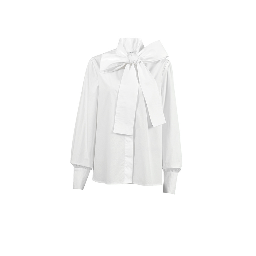 Damen Schleifenkragen-Bluse mit eleganter, strukturierter Passform und langen Ärmeln