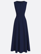 Ärmelloses Chiffon-Maxikleid für Damen mit geraffter Taille und fließendem Saum