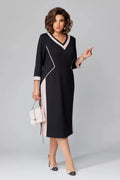 Abito midi da donna con bordi a contrasto