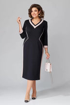 Abito midi da donna con bordi a contrasto