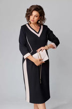 Abito midi da donna con bordi a contrasto