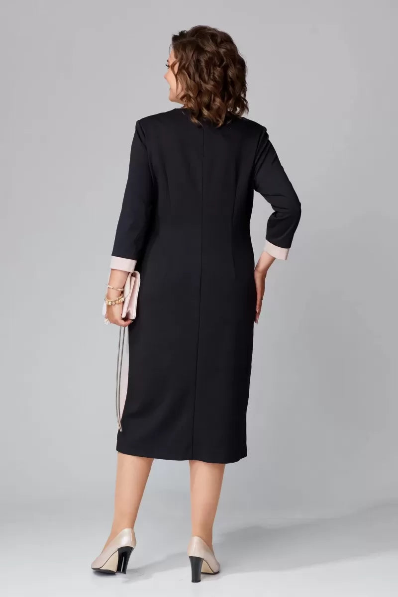 Abito midi da donna con bordi a contrasto
