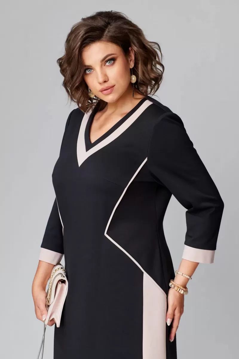 Abito midi da donna con bordi a contrasto