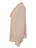Damen Schleifenkragen-Bluse mit fließender Passform und eleganten langen Ärmeln