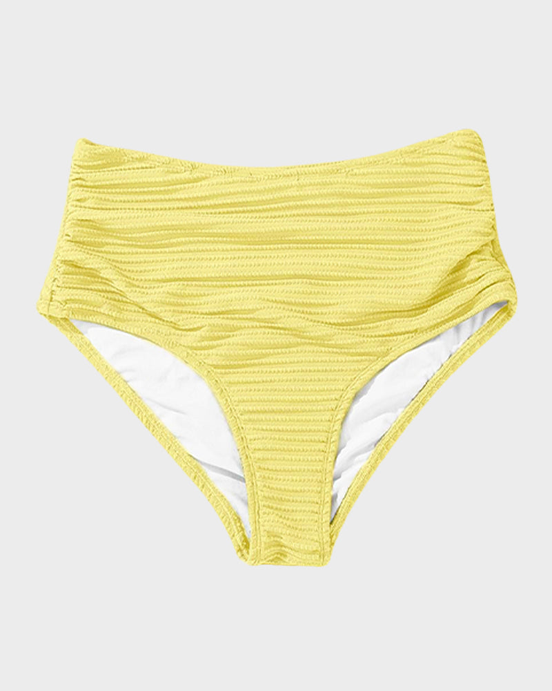 Damen-Rippen-Bikini-Set mit gedrehtem Oberteil und hochgeschnittenem Slip