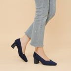 Women's Ribbed Block Heel Pumps