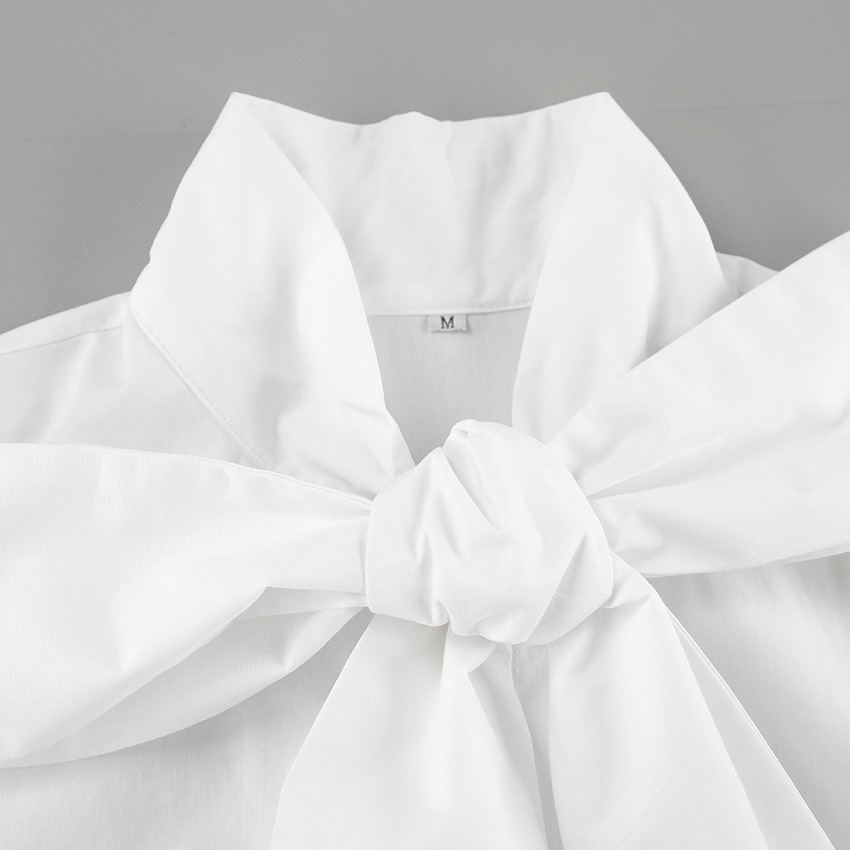 Damen Schleifenkragen-Bluse mit eleganter, strukturierter Passform und langen Ärmeln