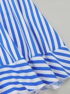 Women's Striped Ruffle Sleeve Shirt Dress