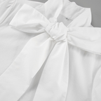 Damen Schleifenkragen-Bluse mit eleganter, strukturierter Passform und langen Ärmeln