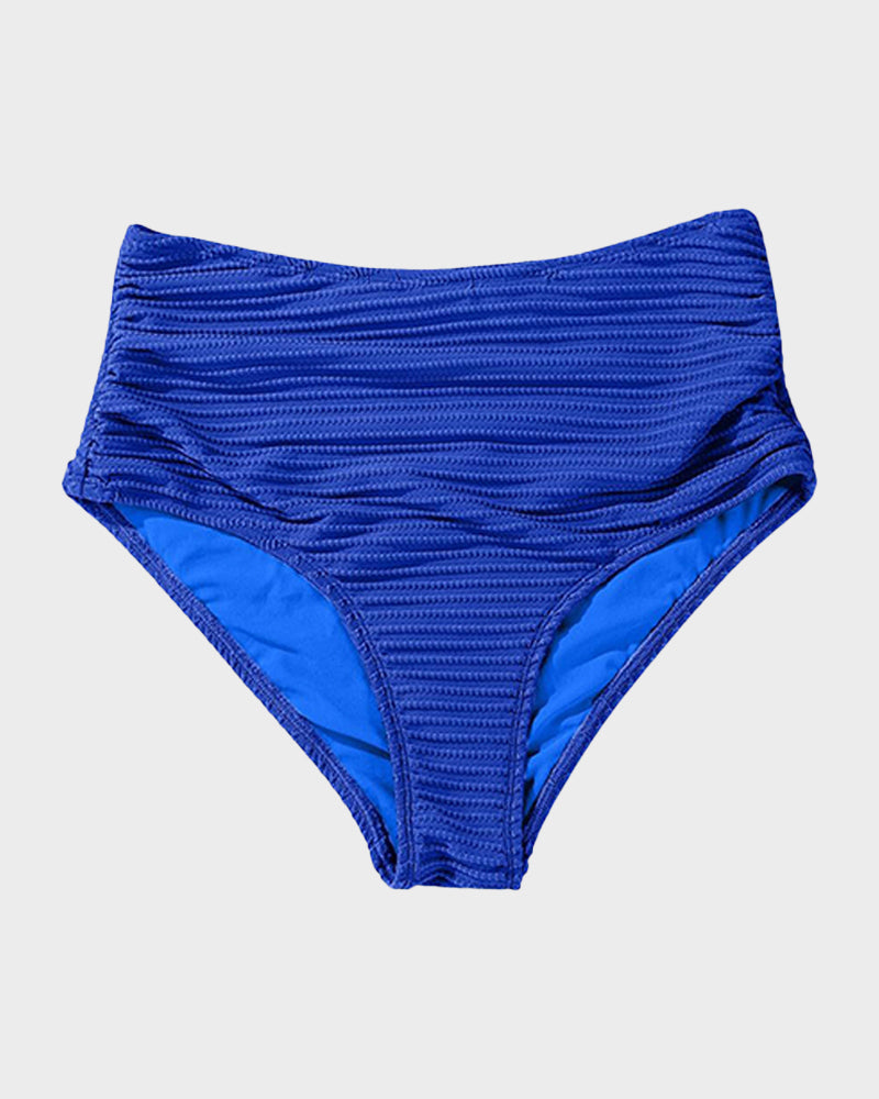 Damen-Rippen-Bikini-Set mit gedrehtem Oberteil und hochgeschnittenem Slip