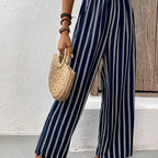 Women’s Striped Wide-Leg Trousers with Relaxed Flowing Fit