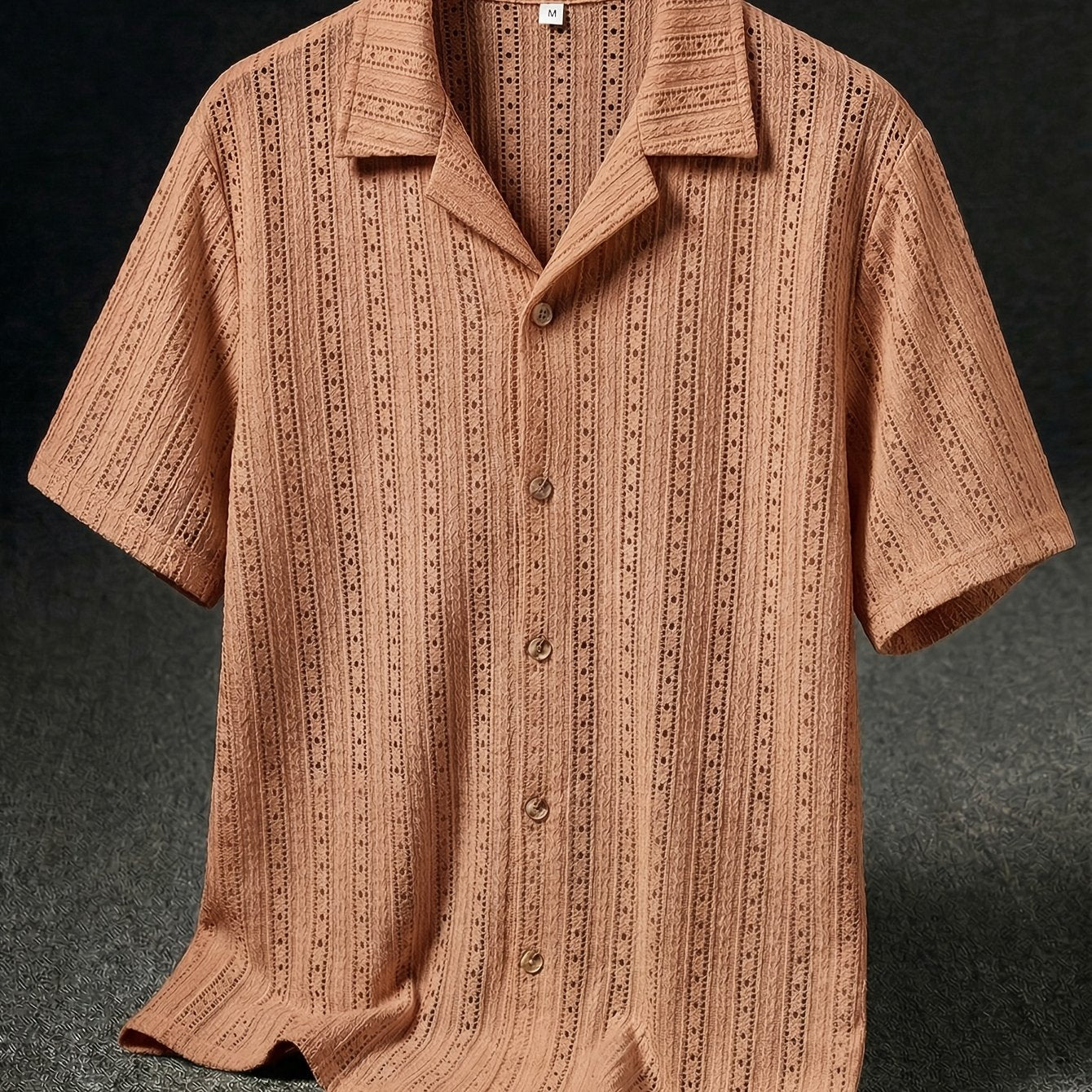 Men's Textured Open Knit Button-Up Resort Shirt