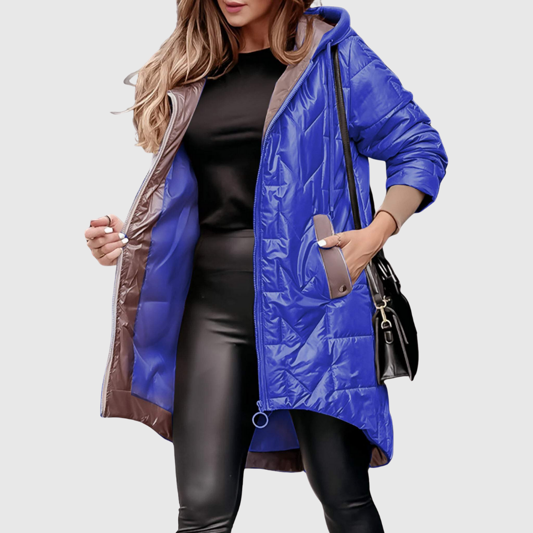 Women's Hooded Quilted Longline Puffer Jacket