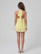 Women's Elegant Halter Neck Layered Chiffon Mini Dress