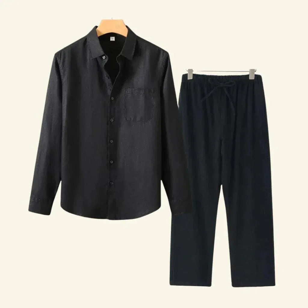 Herren Leinen-Co-ord-Set mit lockerem Schnitt Atmungsaktiv Leichtgewichtiger Sommerstil