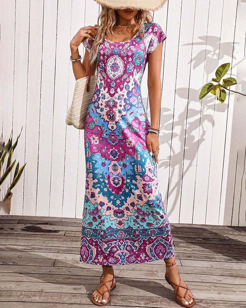 Women's Bohemian Print Maxi Dress