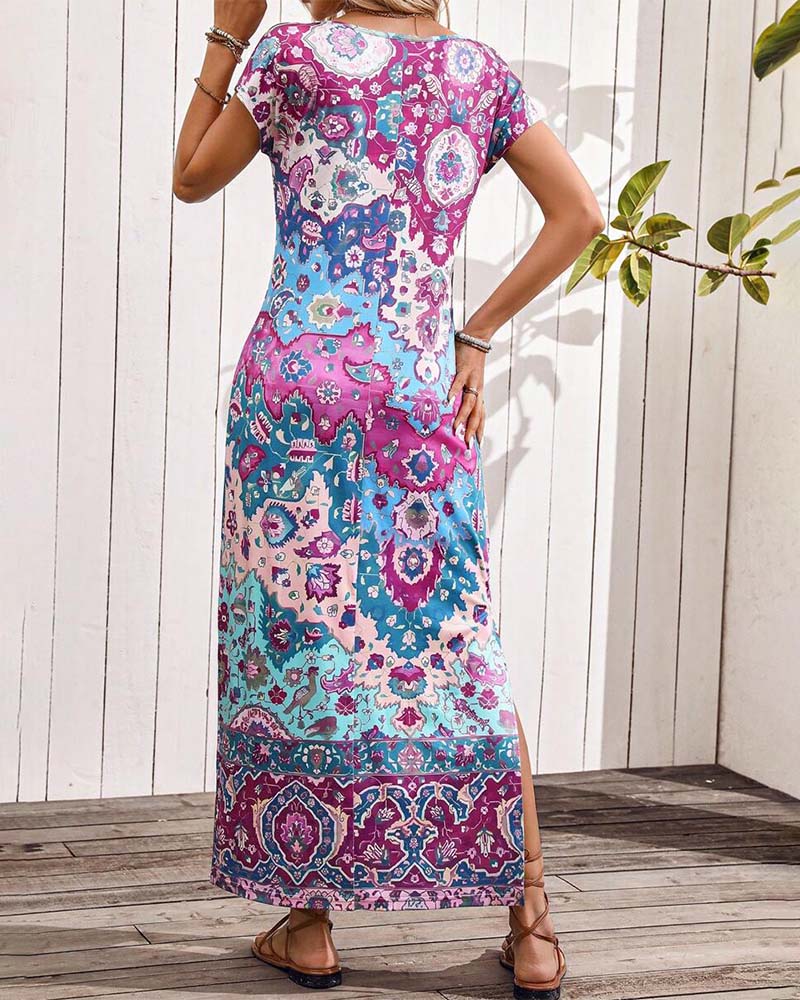 Women's Bohemian Print Maxi Dress