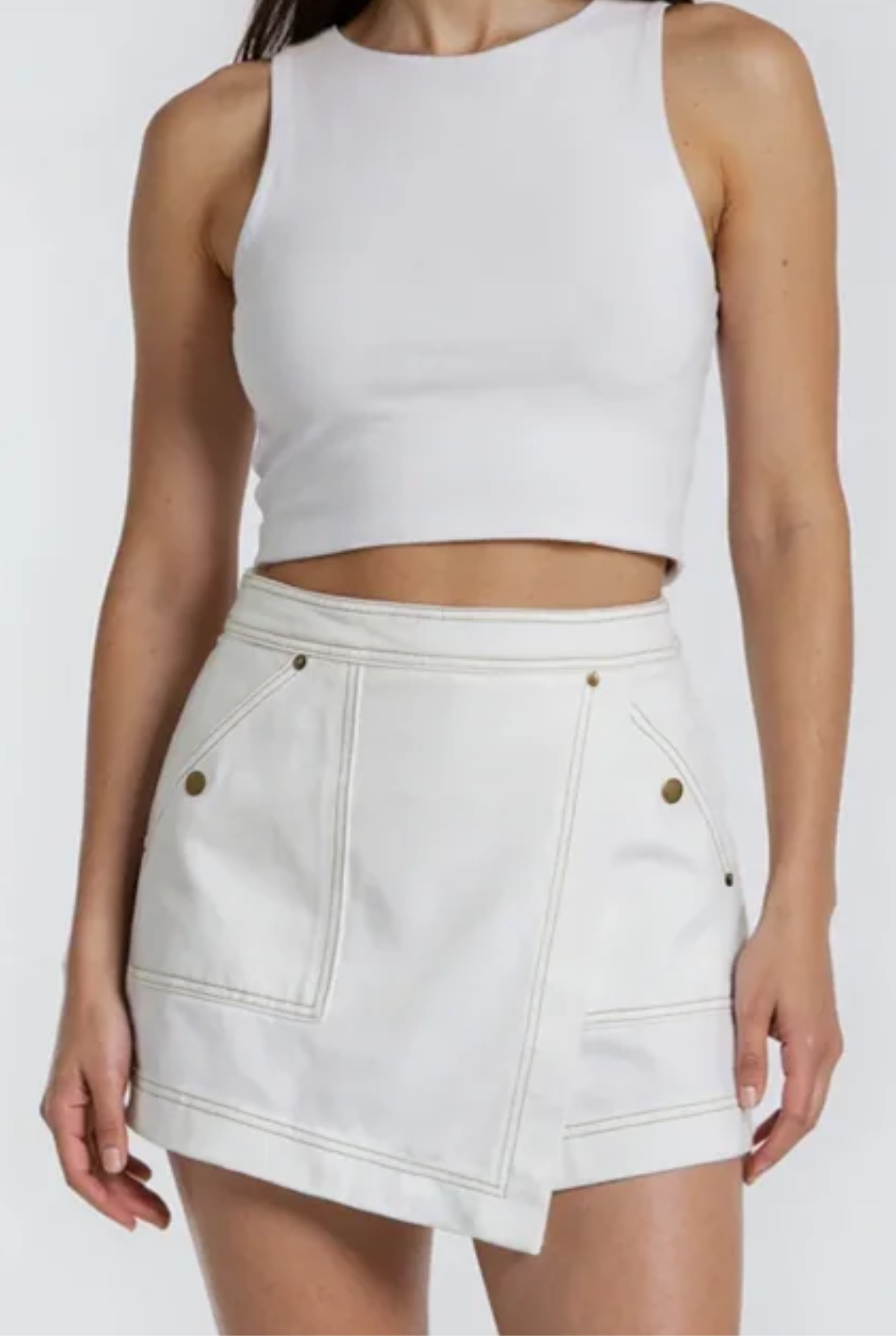 Women's Denim Skort with Wrapped Front for Casual Everyday Styling