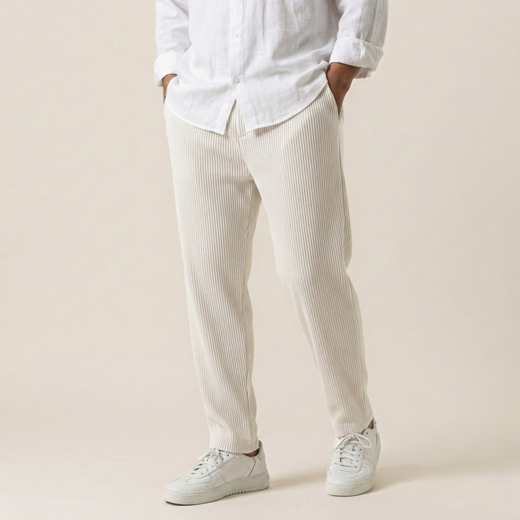 Men's Striped Tapered Trousers - Refined Casual Comfort