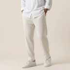 Men's Striped Tapered Trousers - Refined Casual Comfort