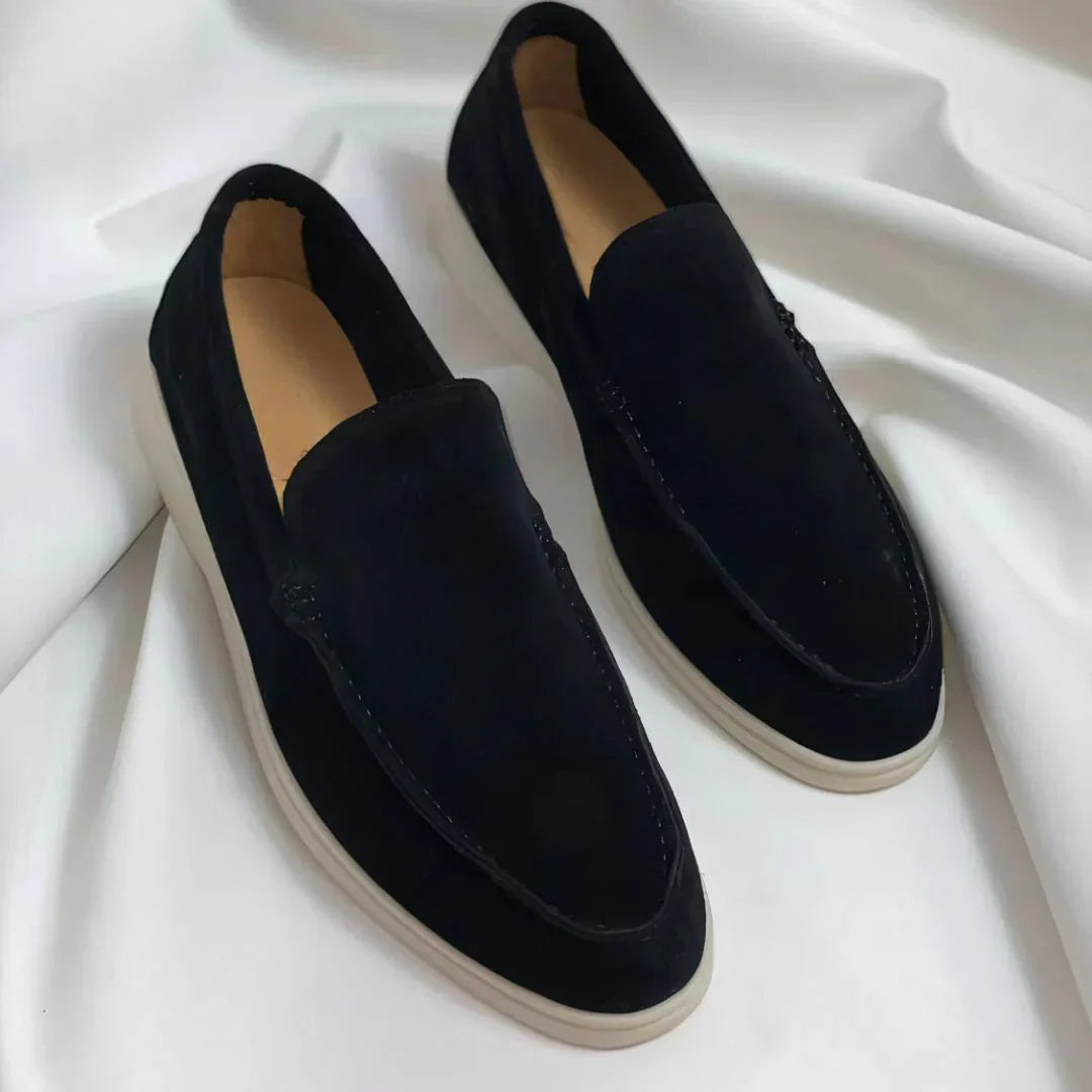 Klassiska penny-loafers i mocka för män