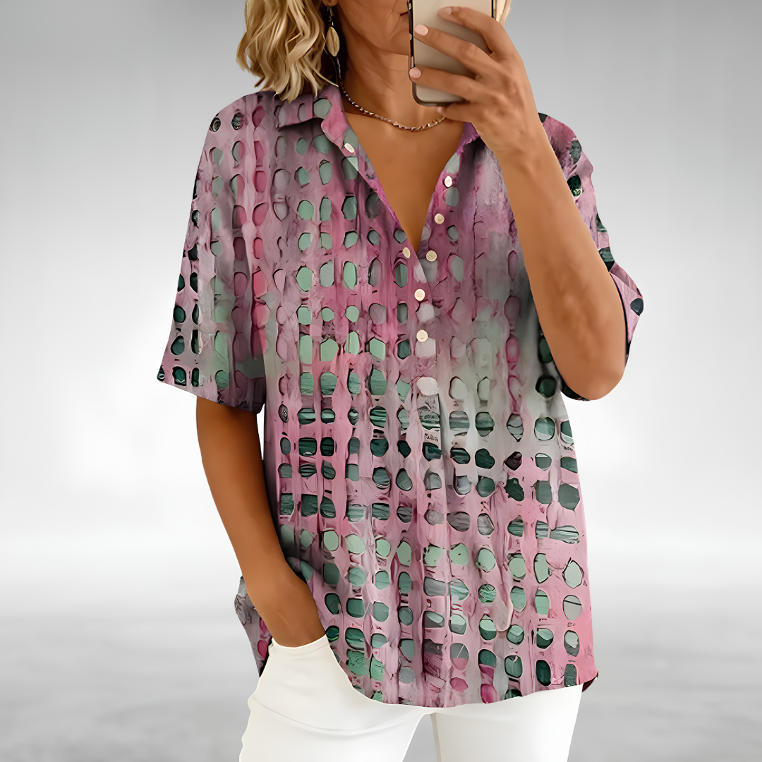 Blouse texturée pour femme à boutons sur le devant