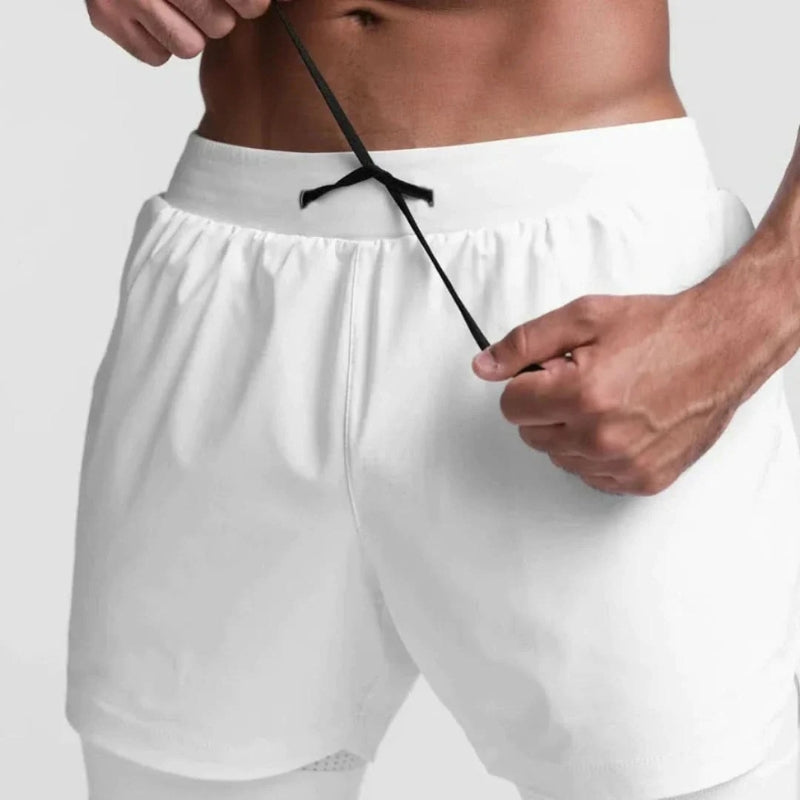 Men's 2-in-1 Sports Shorts with Inner Compression Layer for Training
