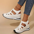 Damen Sandalen mit Ausschnitten und Plateau zum Gehen