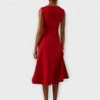 Elegantes ärmelloses Midi-Bodycon-Kleid für Damen mit Rüschendetail in der Taille