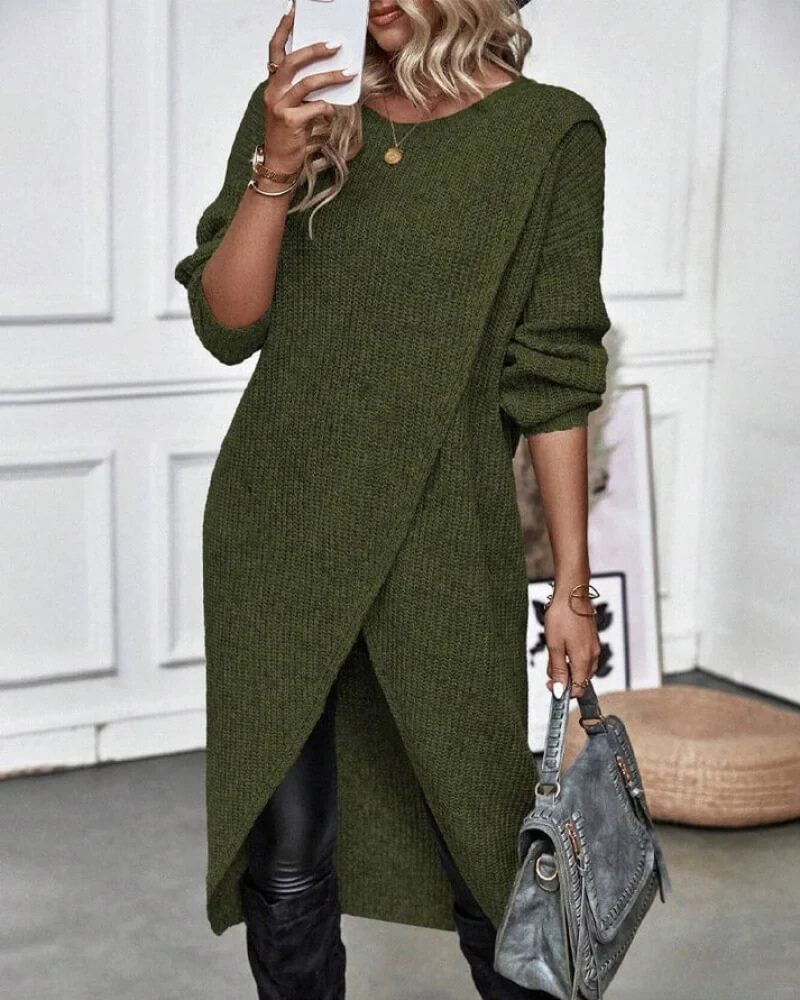 Women’s Asymmetric Longline Knit Sweater