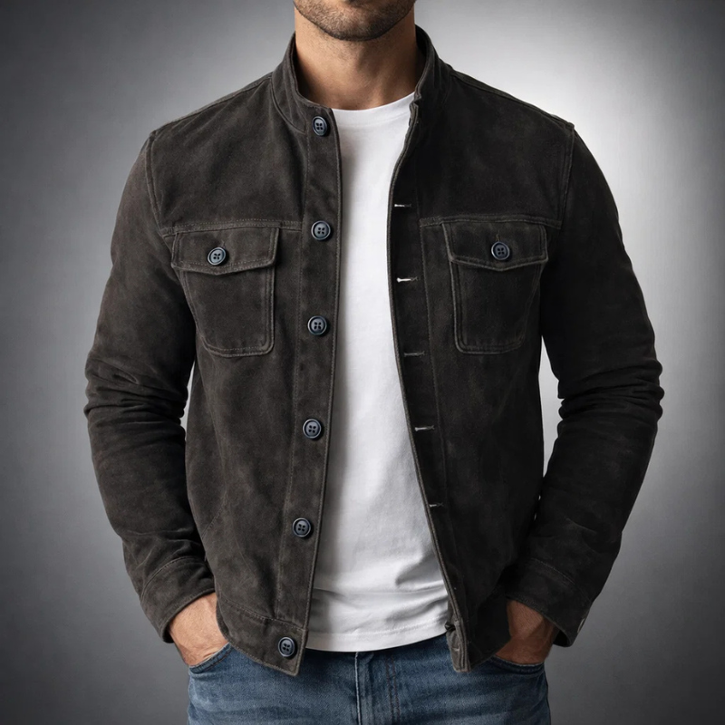 Veste utilitaire en daim pour homme