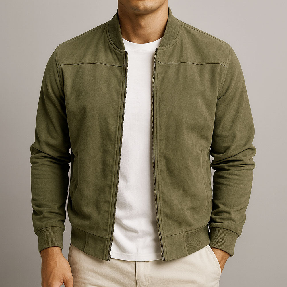 Blouson aviateur classique en daim pour homme