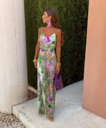 Women Tie-Dye Maxi Dress with Flowing Fit and Removable Scarf Detail